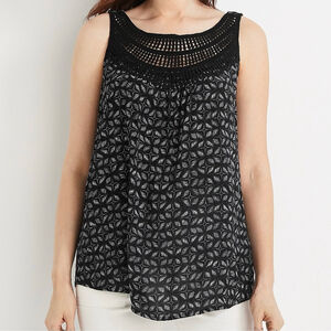 Maurices crochet geo print Black and White Sleeveless tank Top plus size 3X